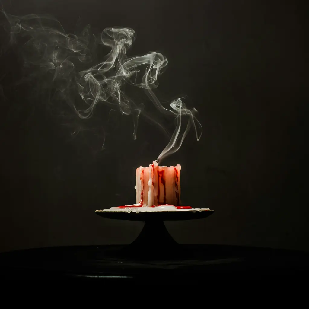 A lit candle used to conduct a magick ritual and cast a spell