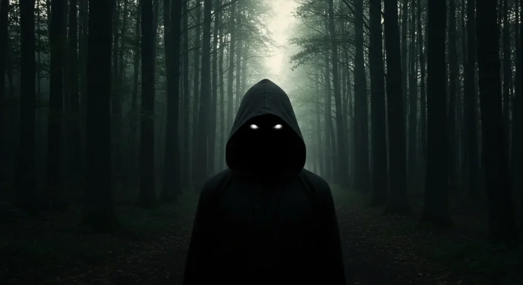 Hooded gnostic mage in a magickal forest