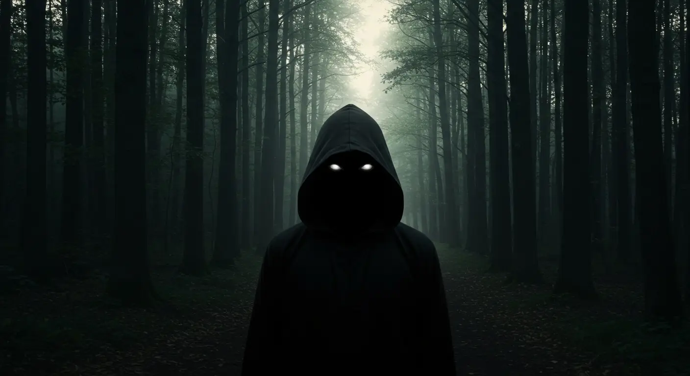 Hooded gnostic mage in a magickal forest