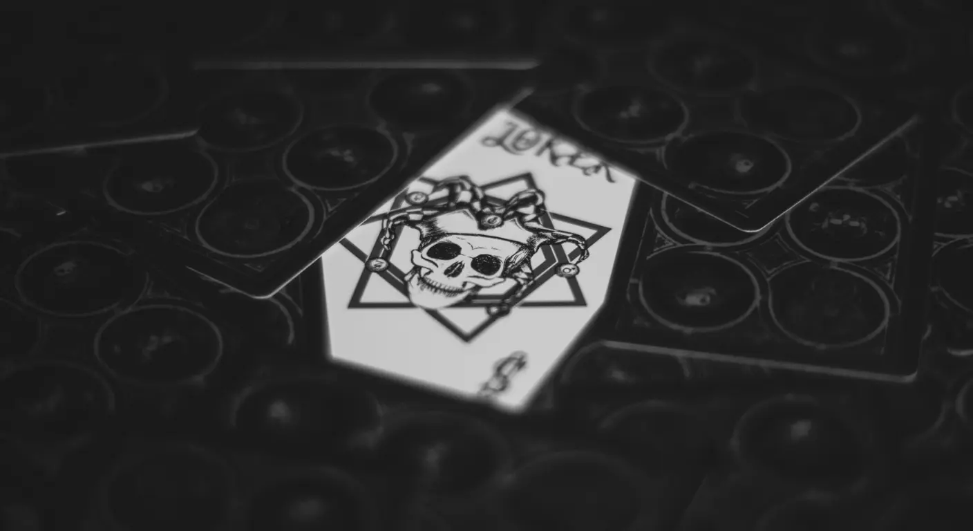 A deck of cards with the Joker card visible prominently