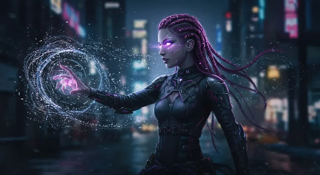 Technomancer casting a cyber spell