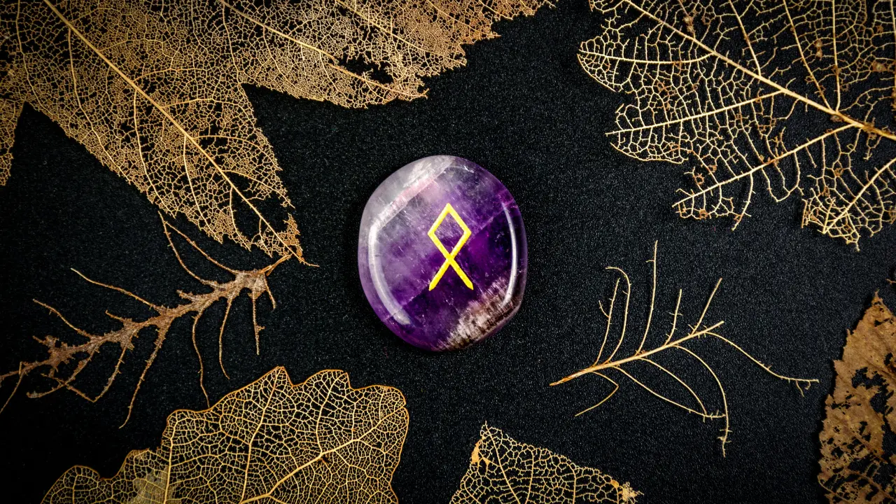 Protective Othala rune surrounded by leaves