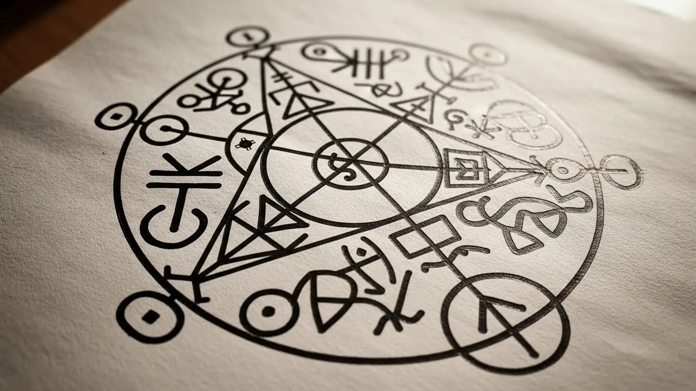 A complex sigil created via sigil shoaling practice