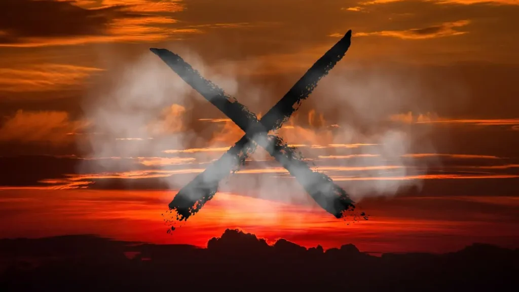 Gebo rune on the red sky