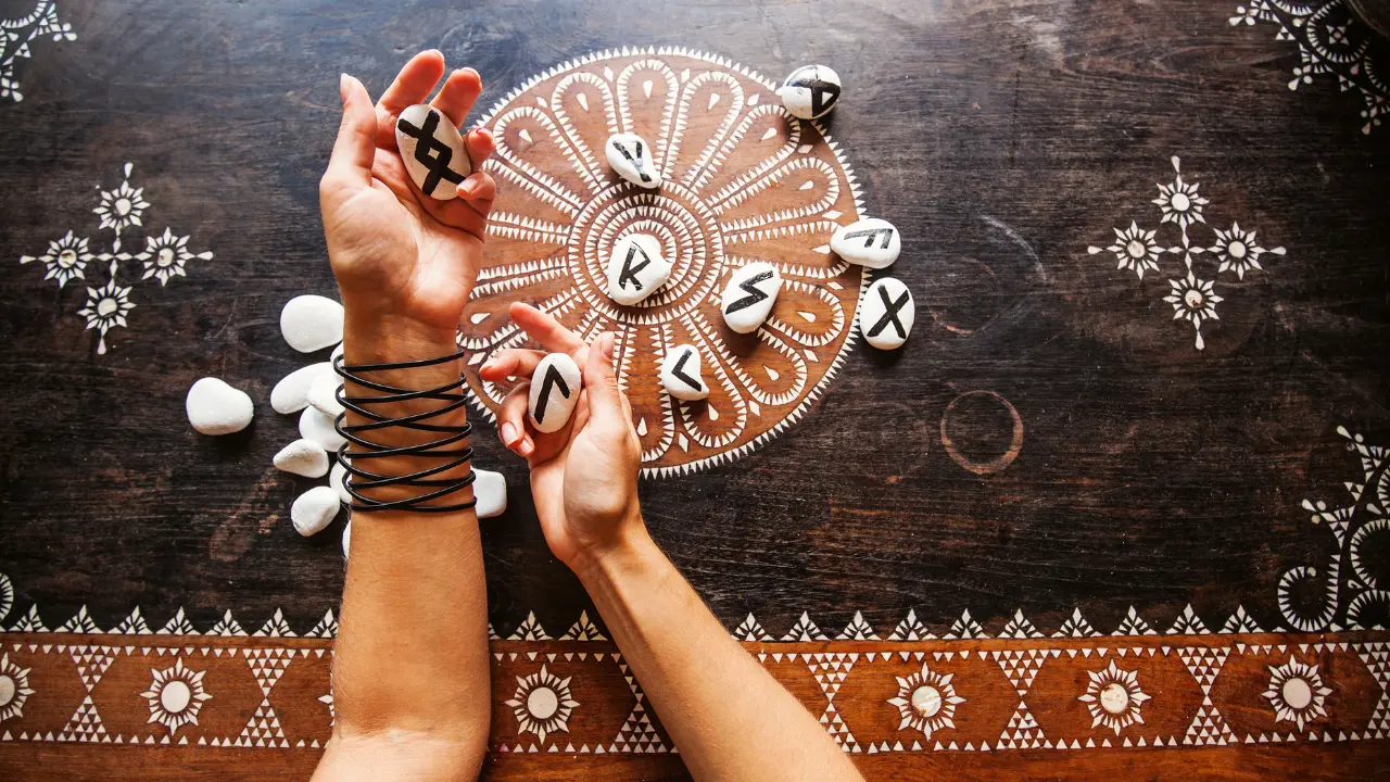 Runic witch divining with runes
