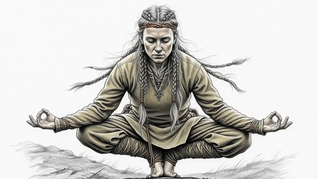 Meditating runic witch