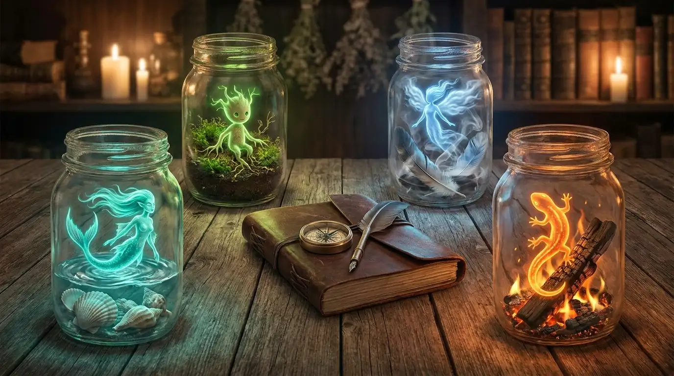 Elemental spirits residing in magic jars