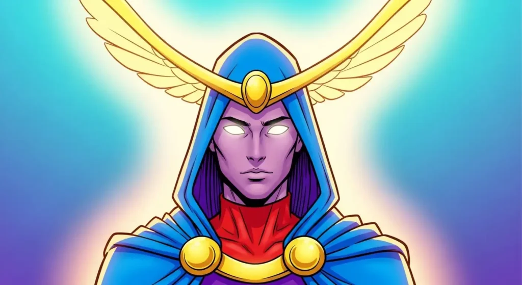 Pop culture superhero character presented as an occult egregore