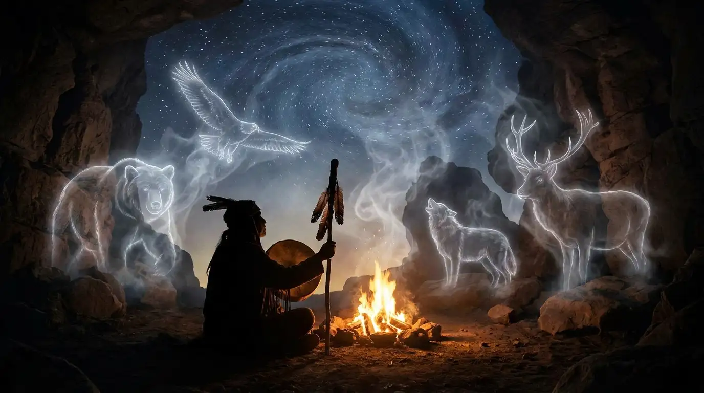 A shaman performing a journey to discover and retrieve their power animals