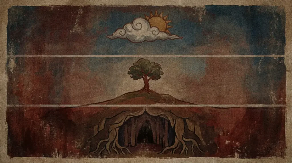 Esoteric painting of the three shamanic realms