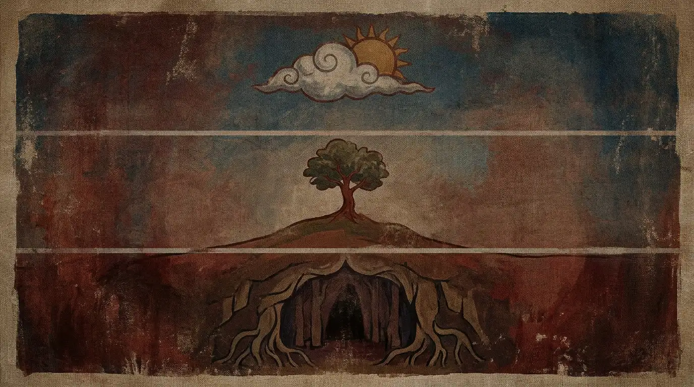 Esoteric painting of the three shamanic realms