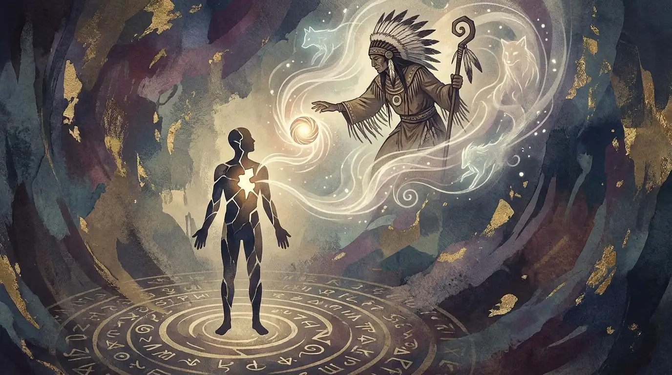 A shaman performing soul retrieval