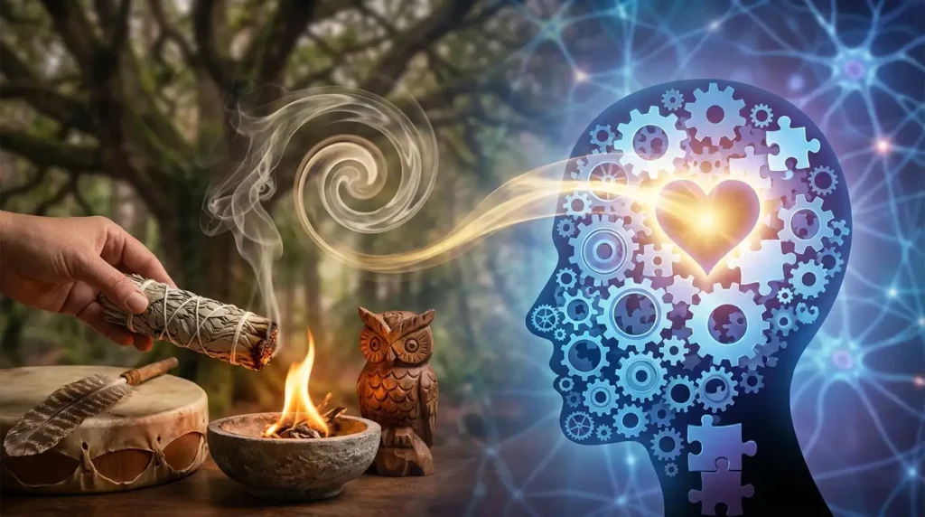 Shaman casting a spell that heals the mind