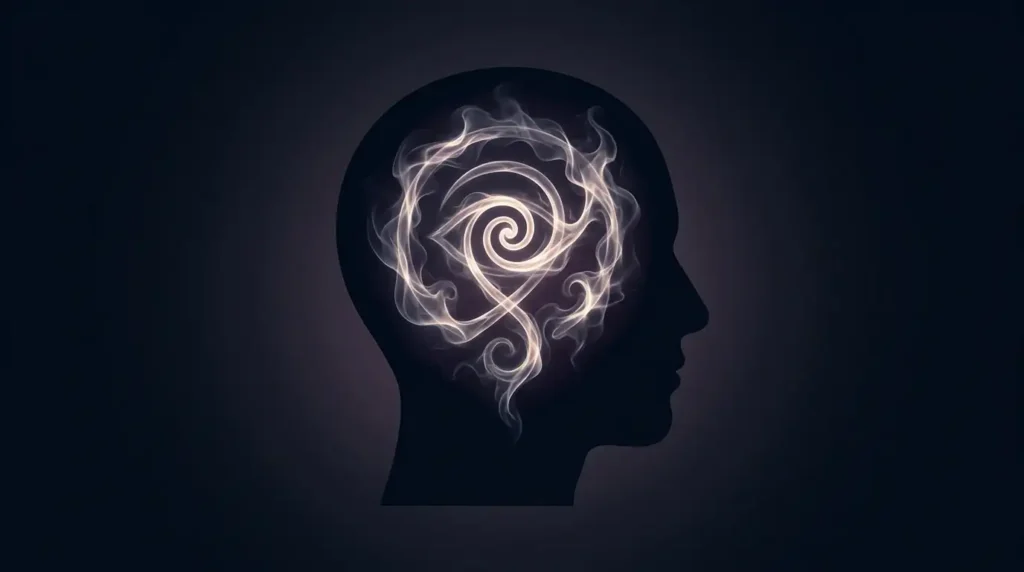 Esoteric symbol inside a head silhouette