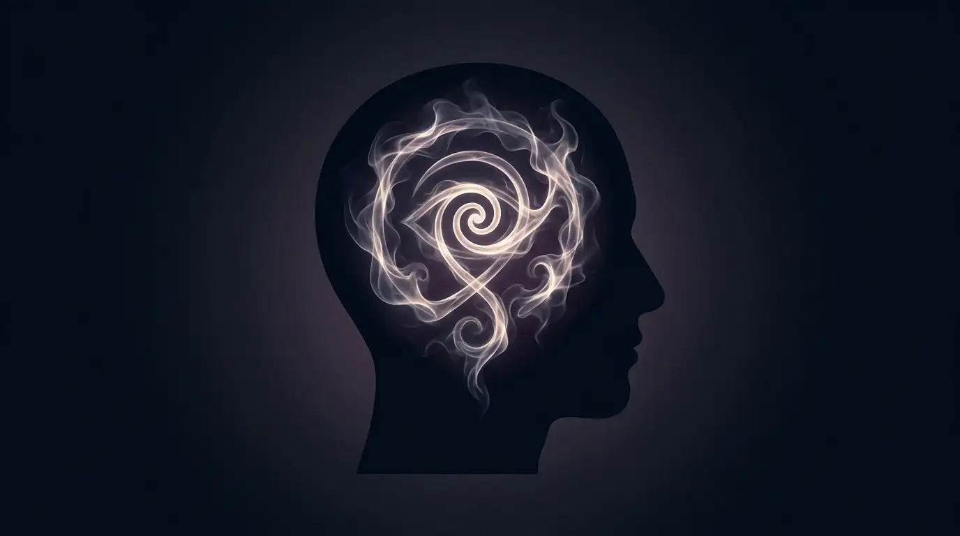 Esoteric symbol inside a head silhouette
